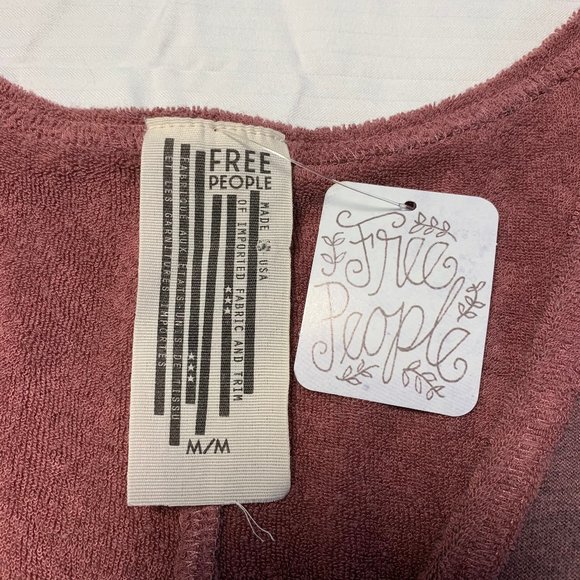 Free People V Neck Terry Cloth Peplum Tank Tunic - Picture 6 of 7